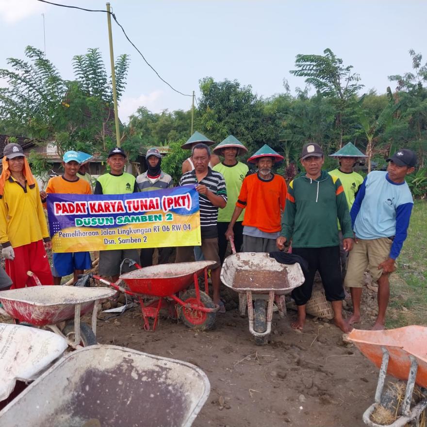 PADAT KARYA TUNAI DUSUN SAMBEN 2 RT 005 RW 004 DESA SIDOKERTO PENGERASAN JALAN USAHA TANI